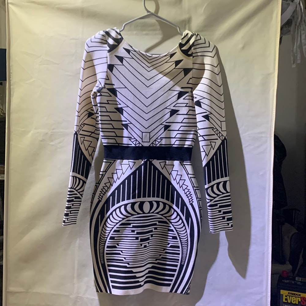 Hot Miami styles bandeau long sleeve plunge dress